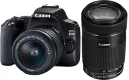 Canon EOS 250D DSLR Camera + 18-55mm f/3.5-5.6 III and 55-250mm Lens - 2 Year Warranty - Next Day Delivery