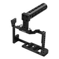 Andoer Camera Cage + Top Handle Kit Aluminum Alloy with Dual Cold Shoe Mount 1/4 Inch Screw