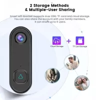 Wireless Video Doorbell Two-way audio 1080P HD Video PIR Motion Detection Night Vision IP55 Weatherproof 2.4GHz WiFi Battery Operated Tuya App Remote Control Smart Doorbell Camera for Home Apartment