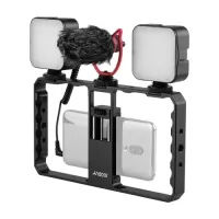 Andoer Smartphone Video Rig Grip with Rig Dual LED Light Microphone