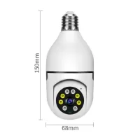1080P Wireless Light Bulb Monitor Camera WiFi Security Camera 2MP Supports 2-way Audio Smart Motion Detection & Alarm Mobile APP Remote Monitoring for Home Store Supermarket Internet Bar, White & Pack of 2