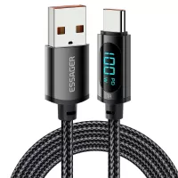 ESSAGER 7A USB Type-C Cable with Digital Display, PD 100W Fast Charge, 1m Cable, for Huawei Xiaomi Samsung OPPO Fast Charging Smartphones