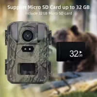 Mini Trail Camera 24MP/1080P 48 Infrared LED IR Night Vision Waterproof Hunting Camera 60° Detection Range for Wildlife Scouting Hunting with 32G Memory Card