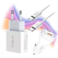 iPhone 15/15 Plus/15 Pro/15 Pro Max 20W Charger / Car Charger w.Cable 2m - White