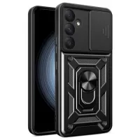 Samsung Galaxy A55 Rotary Ring Hybrid Case with Camera Shield - Black
