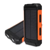 8000MAH Waterproof Solar Power Bank Solar Charger Built In Compass Dual USB Portable 2 LEDs Light