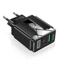 [GaN Tech]Uslion 65W 2-Port USB PD Charger Dual 33W USB-A PD3.0 QC3.0 Fast Charging Wall Charger Adapter EU Plug for iPh