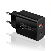 PD20W 2-Port USB PD Charger Dual 20W USB-C PD3.0 QC3.0 Fast Charging Wall Charger Adapter EU Plug for iPhone 12 13 14 14