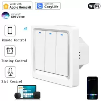 Homekit WiFi Smart Light Wall Key Switch for No Neutral Or With Neutral Line Remote Control Work with Apple HomeKit Siri