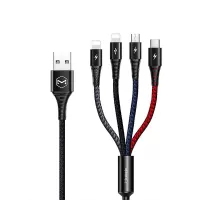 Mcdodo CA-6230 2.4A USB-A to Type-C/iP*2/Micro USB Cable Fast Charging Data Transmission Copper Core Line 1.2M Long for