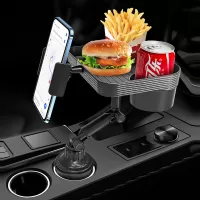 CP12 2-in-1 Car Food Tray Table Detachable Car Cup Holder 360 Degree Rotation for Drink Food Mobile Phone