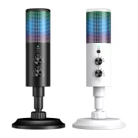 AK9 RGB Condenser USB Wired Microphone Professional Live Streaming Mic with Mute Button Noise Reduction for Gaming Recor