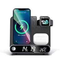 Bakeey 15W 3 in 1 Wireless Charger with Alarm Clock Fast Wireless Charging Stand for Qi-enabled Smart Phones for iPhone