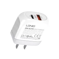 LDNIO A2316C 20W 2-Port USB PD Charger USB-A+USB-C PD QC3.0 Fast Charging Wall Charger Adapter EU Plug with 1M USB-A/Typ