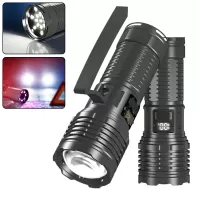 Super Bright Digital Display Portable Flashlight with 60W Shooting LED or 30Pcs HP360 LED, USB Rechargeable Zoomable LED