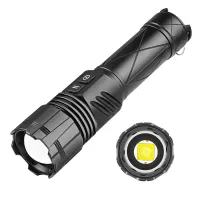 HP70 LED Double Switch Zoom Flashlight Type-C Charging LED Torch Tactical For Hiking Camping Flashlight