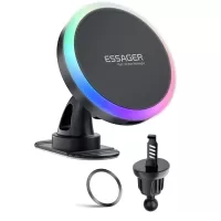 ESSAGER ACPH004 15W RGB Magnetic Wireless Charger Car Holder Fast Wireless Charging for Smart Phones for iPhone 15 14 13