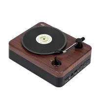 KO-STAR Retro BT5.3 Rechargeable Mini Speaker Playback Wireless Speaker with Vintage Record Player Design AUX IN/TF Card Playback